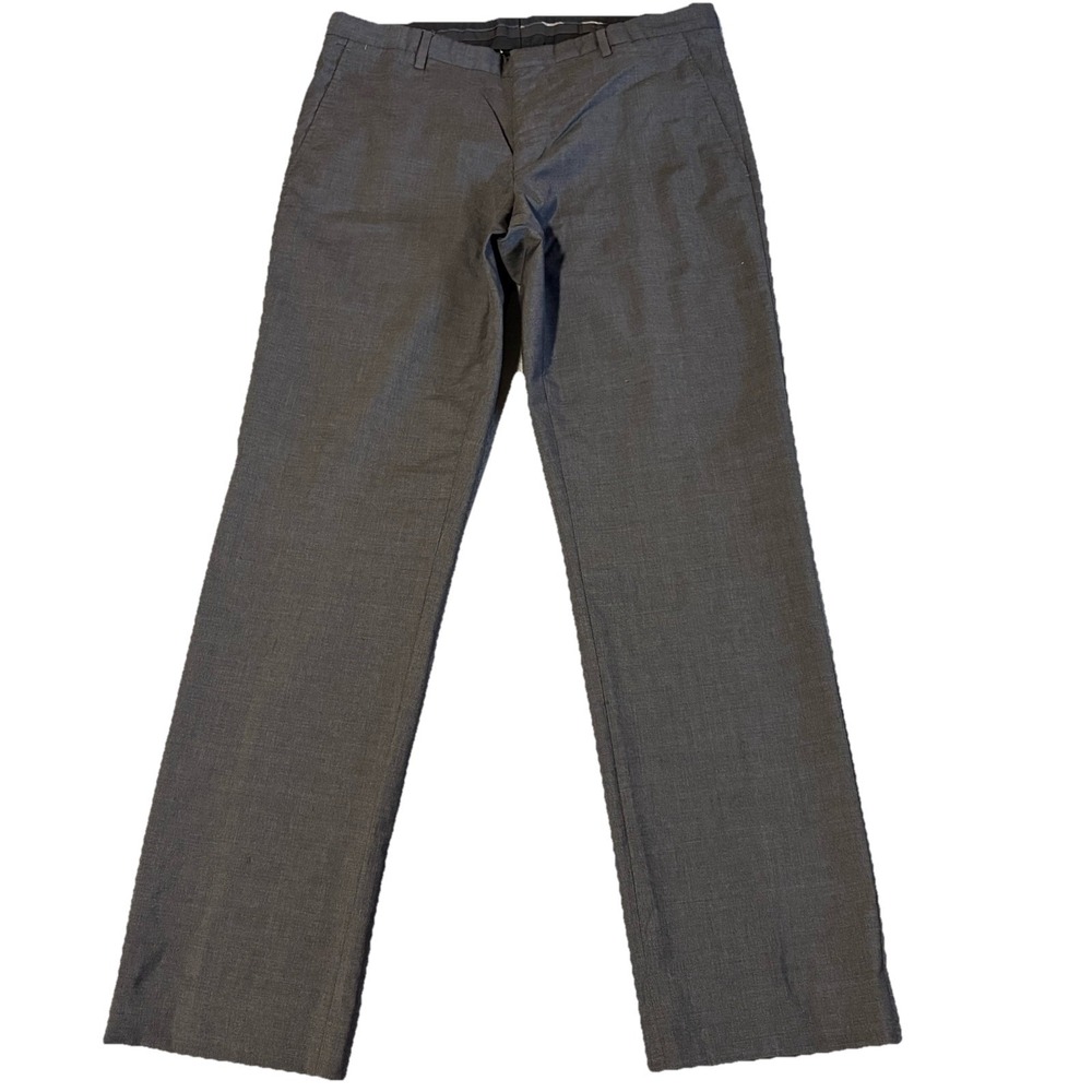 Burberry Dress Pants Mens 48-32 Gray Virgin Wool Trousers 34x31 Made In Portugal